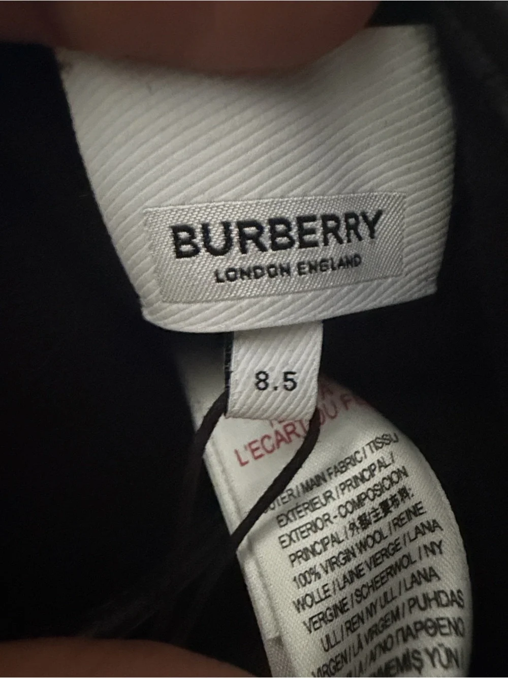 Burberry Black Leather & Camel Check Wool Gloves with Red Accent.Size 8.5 unisex